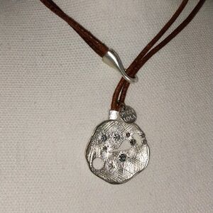 Sweet Lola silver crystal and leather necklace New